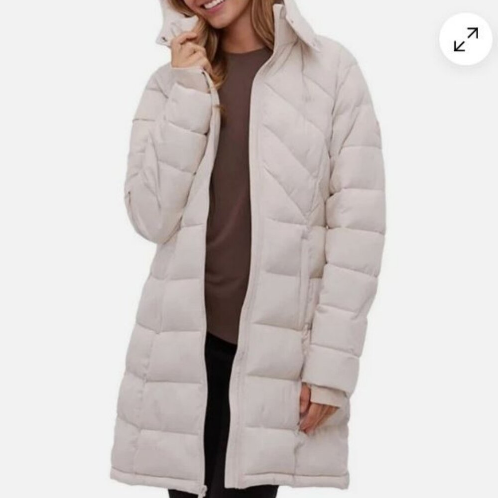 Bench Long Hooded Puffer Coat Jacket With Removable Hood Size L Cream - NWT